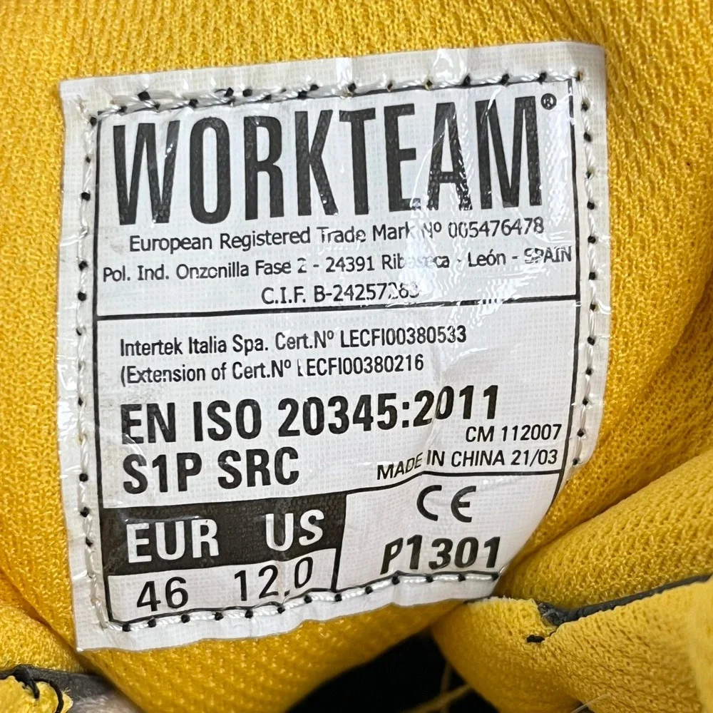 Workteam Leather Safety Work Boots 12 Black P1301 S1P SRC Steel Toe Industrial